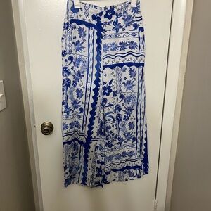 Joie Blue and White Floral Linen Pants